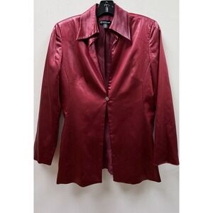 Bebe Blazer Women 8 Red Single Button Valentines Day Y2K Mob Wife Glam Jacket